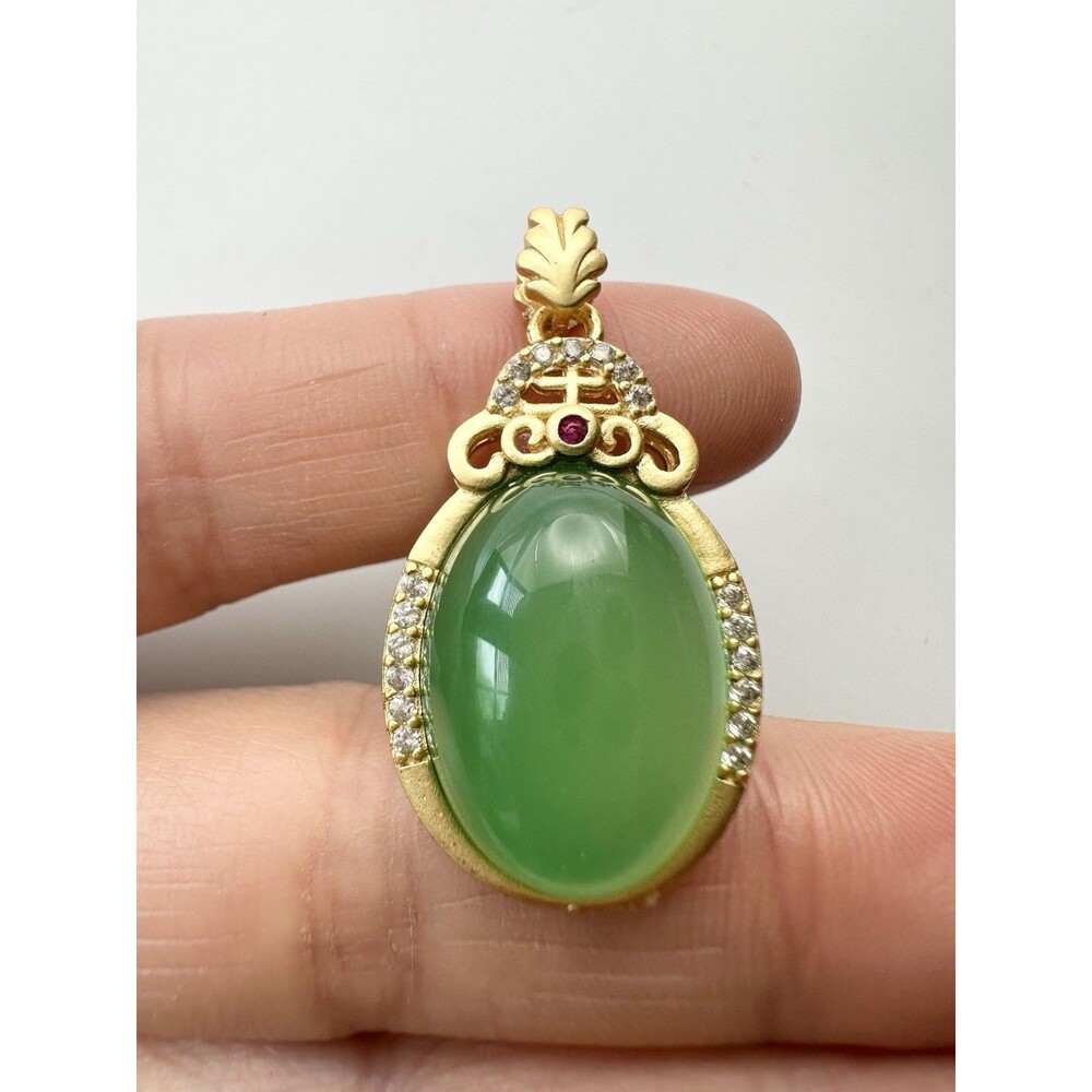Gold Plated Natural Cabochon Stone Pendant